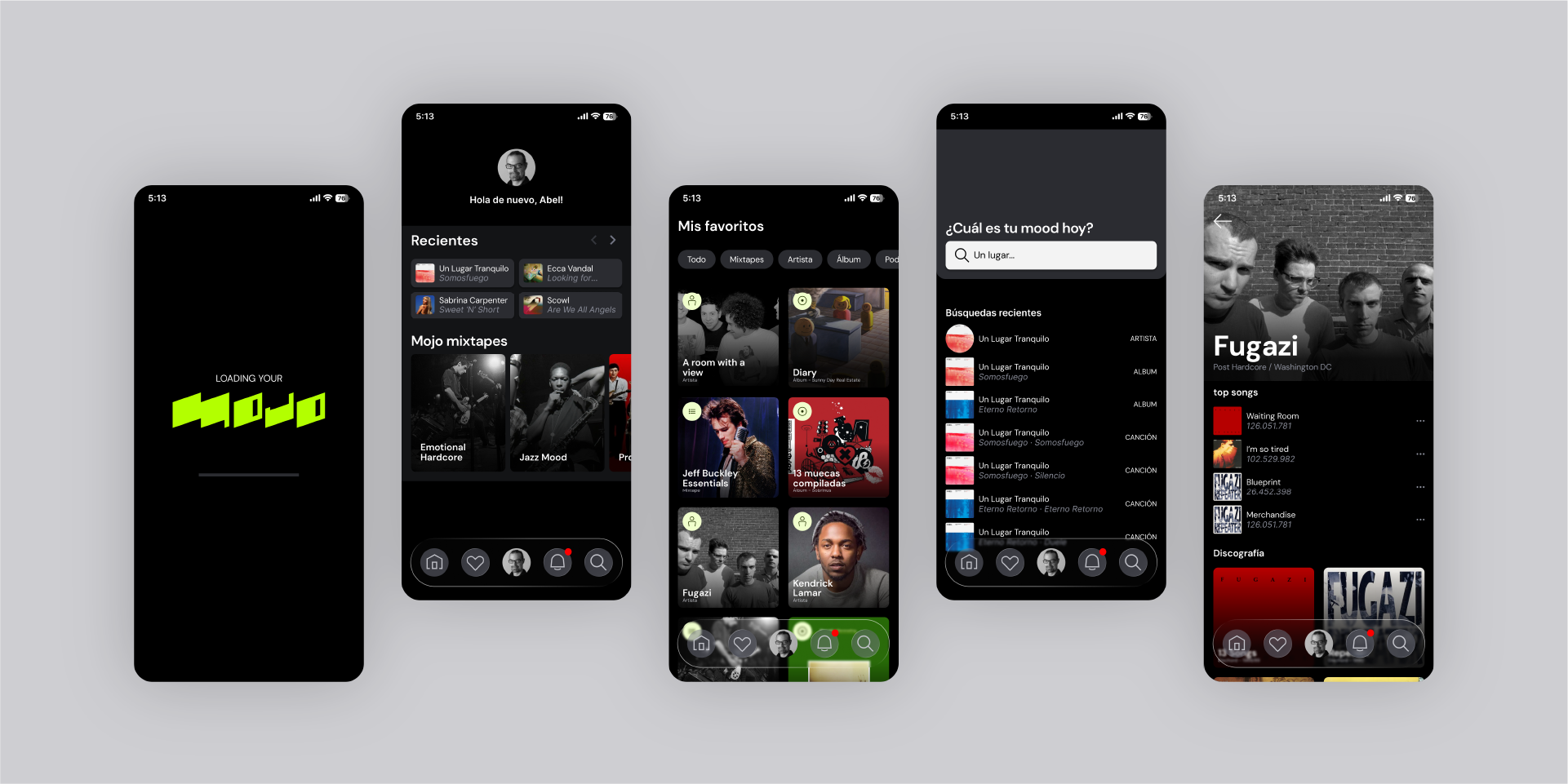 Pantallas Mojo app