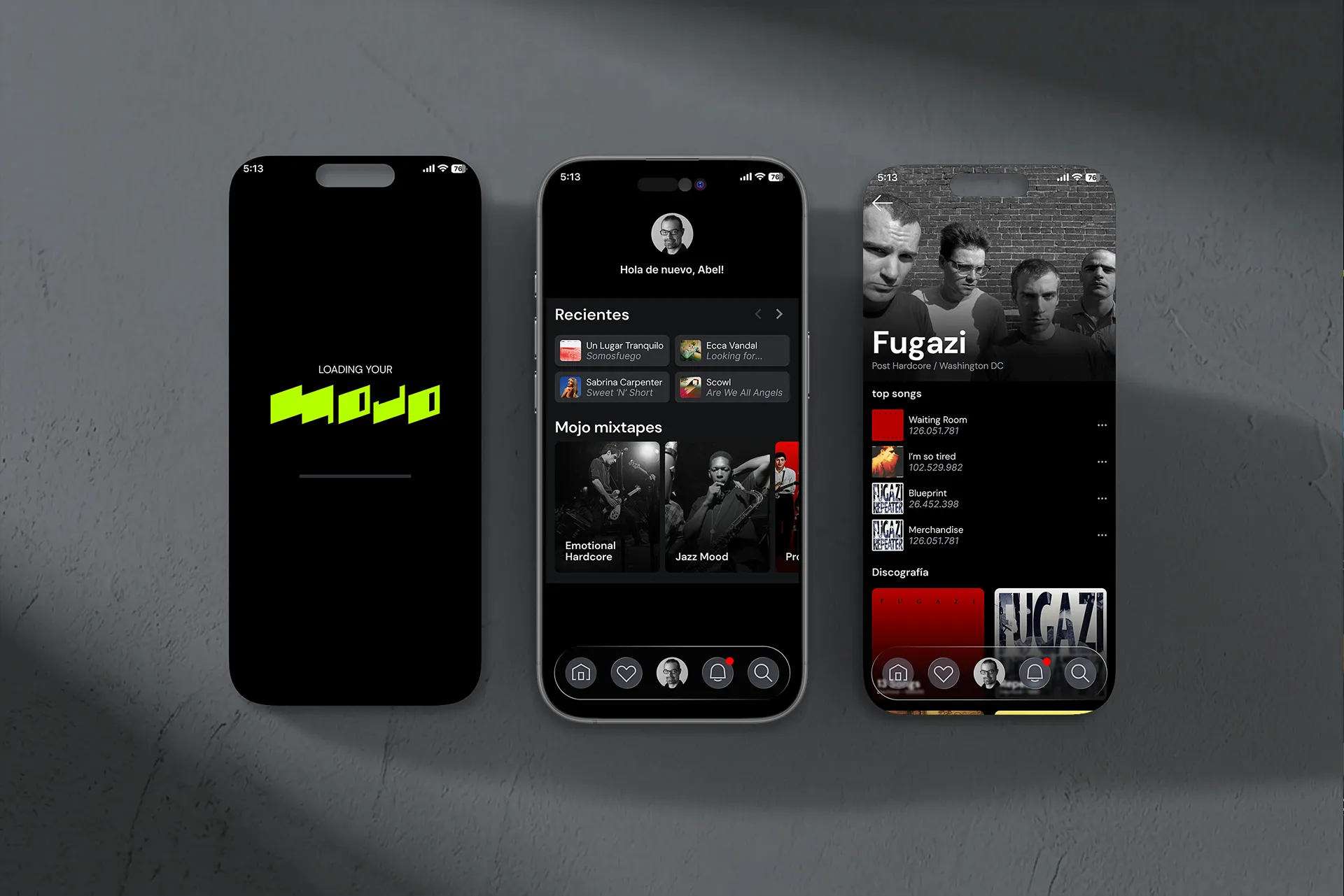 App screens Iphone Mojo App